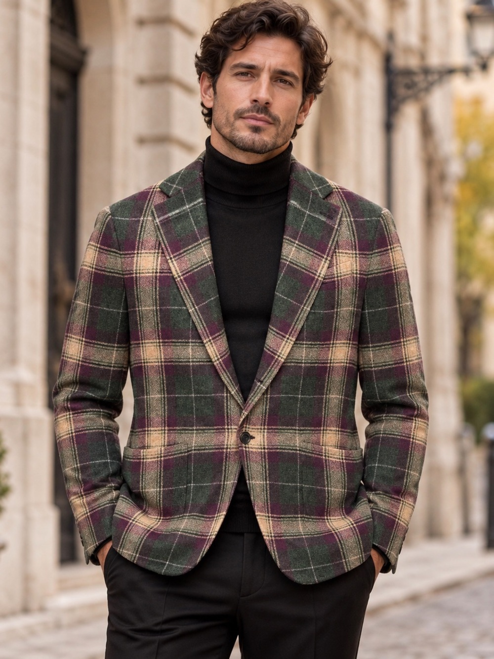 CIRCOLO 1901 Men’s Wool Cashmere Plaid Blazer IT 50 / US 40